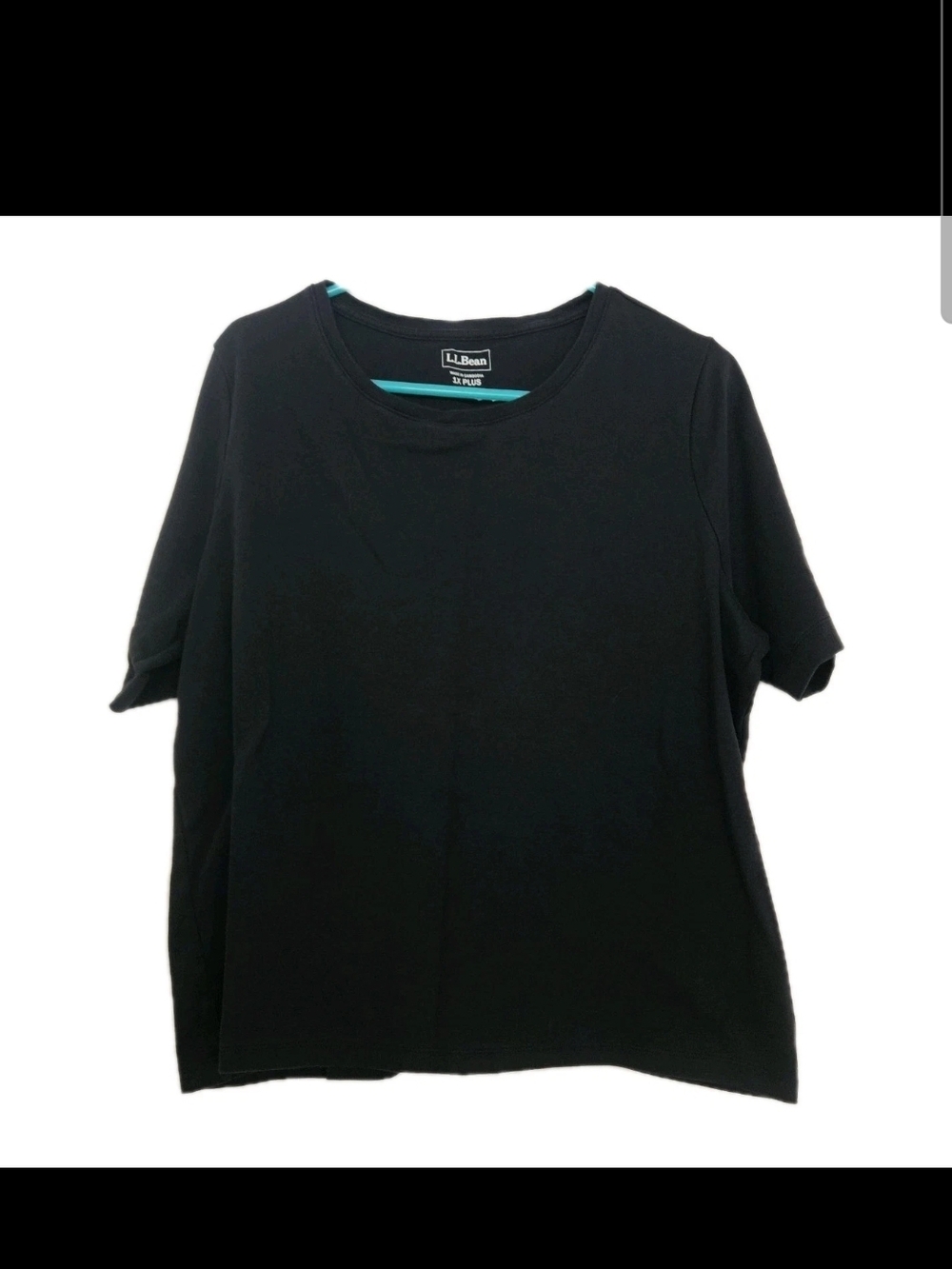 L.L.Bean Women's Plus 1X Black Short Sleeve Crewneck Tee 100% Cotton Solid Basic